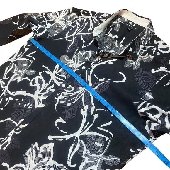 INC Men's Linen Blend Button Shirt Size L Black & White Long Roll Tab Sleeve - Picture 3 of 10
